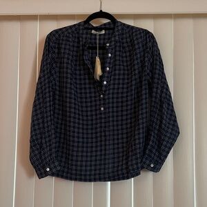 Doen Black and White Checkered Blouse